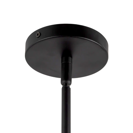 Alora Mood Plume chandelier canopy and stem in Matte Black, close-up
