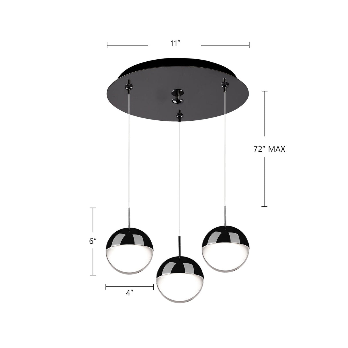 Kuzco Pluto 4-in 3 Head Multi Pendant