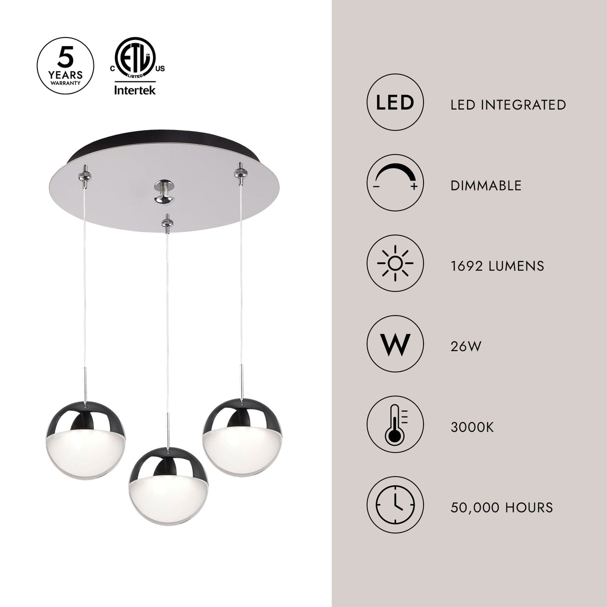 Kuzco Pluto 4-in 3 Head Multi Pendant
