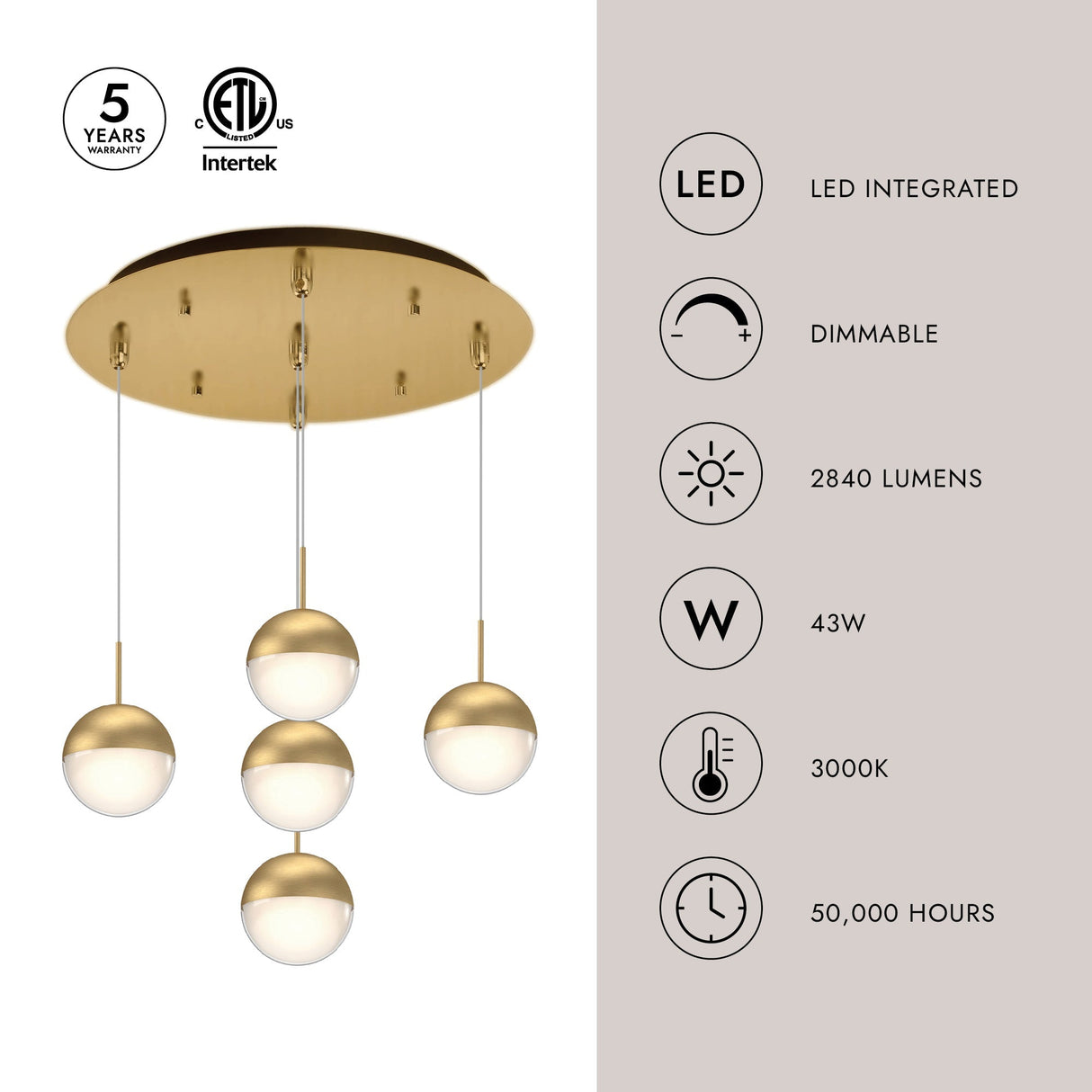 Kuzco Pluto 4-in 5 Head Multi Pendant