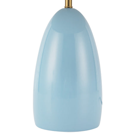 Close-up of the Poppy table lamp base in Cerulean