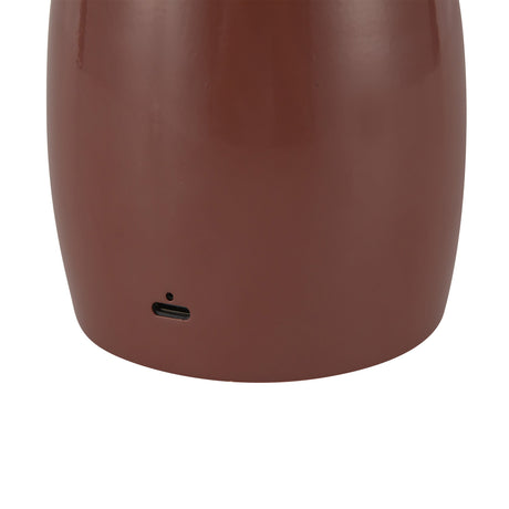 Close-up of the Poppy 9-inch lamp base in Burgundy showing the port