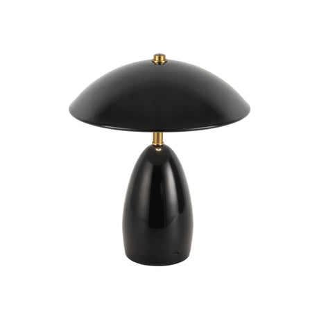 Poppy table lamp in Glossy Black with dome shade, angled view