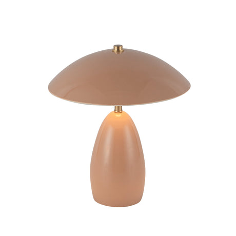 Poppy table lamp in Peach with dome shade, angled view