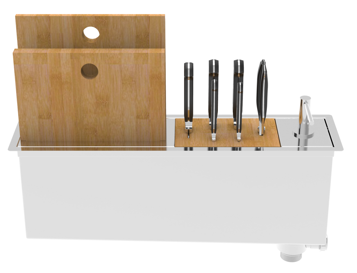 Panama Slim 24" Chef Prep Station and Trough Sink with Accessories