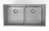 Platinum - Sonix 34" 50/50 Double Low Div Sink, Undermount, 16 Gauge, R15 (Inc. Roll Grid + Drain Cover)