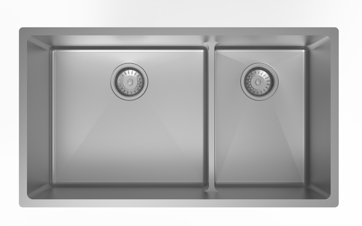Platinum - Sonix 31" 60/40 Double Low Div Sink, Undermount, 16 Gauge, R15 (Inc. Roll Grid + Drain Cover)