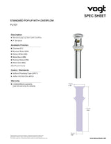 STANDARD POP-UP DRAIN WITH OVERFLOW