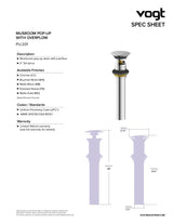 MUSHROOM POP-UP DRAIN WITH OVERFLOW