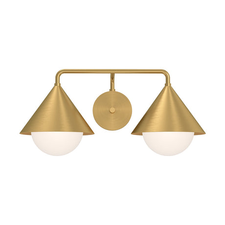 Alora Mood Remy 21-in bathroom vanity light in Brushed Gold/Opal Glass on white background