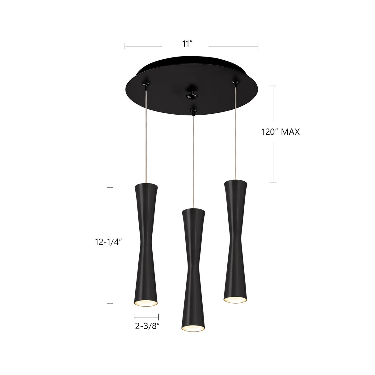 Kuzco Robson 2-in 3 Head Multi Pendant