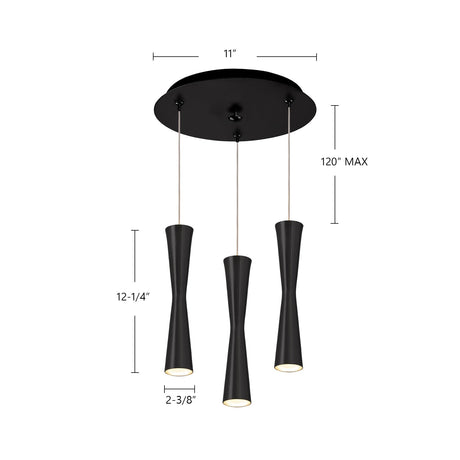 Kuzco Robson 2-in 3 Head Multi Pendant