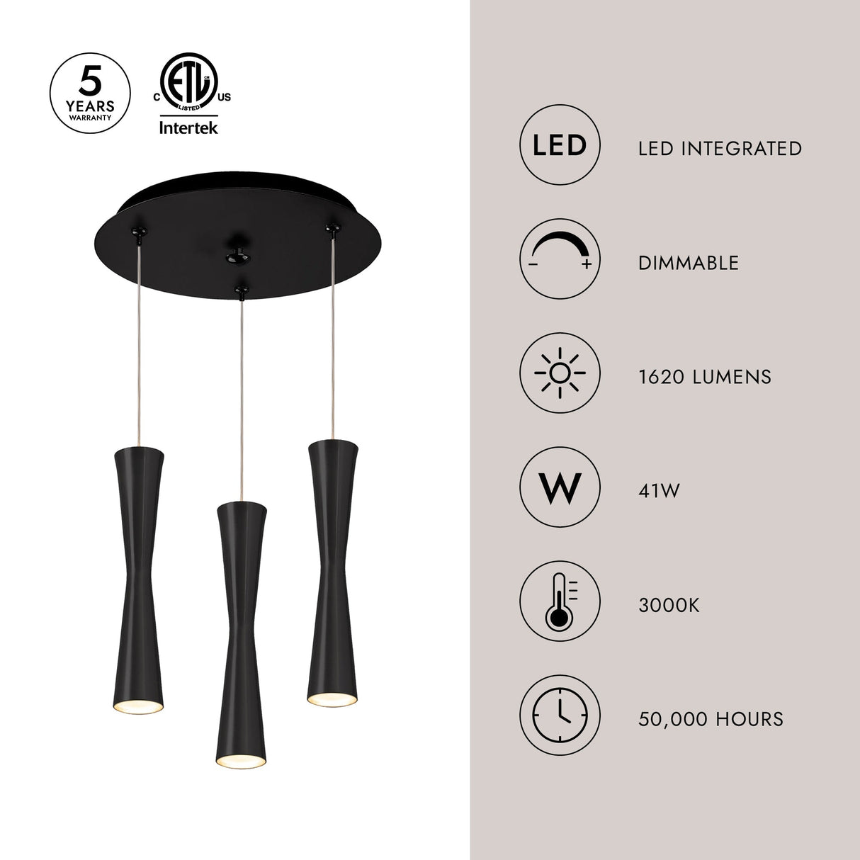 Kuzco Robson 2-in 3 Head Multi Pendant