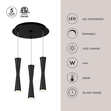 Kuzco Robson 2-in 3 Head Multi Pendant