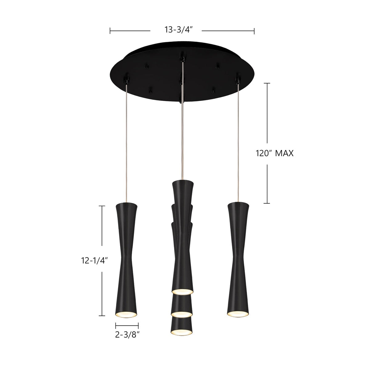 Kuzco Robson 2-in 5 Head Multi Pendant
