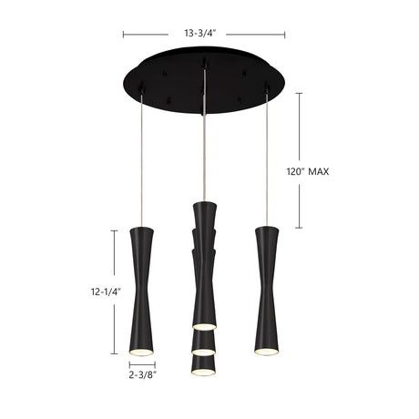 Kuzco Robson 2-in 5 Head Multi Pendant