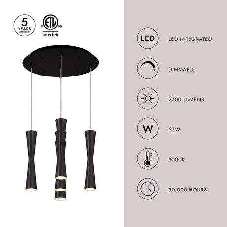 Kuzco Robson 2-in 5 Head Multi Pendant