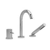 Riu 2-way 3-piece Type T (thermostatic) coaxial deck-mount tub filler with hand shower