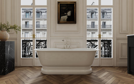 REGAL Cast Iron Bathtub with Pedestal Base and Faucet Holes 2138-W