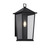 Matteo Ingress S11901 outdoor carriage light in Matte Black with candelabra socket, angled view