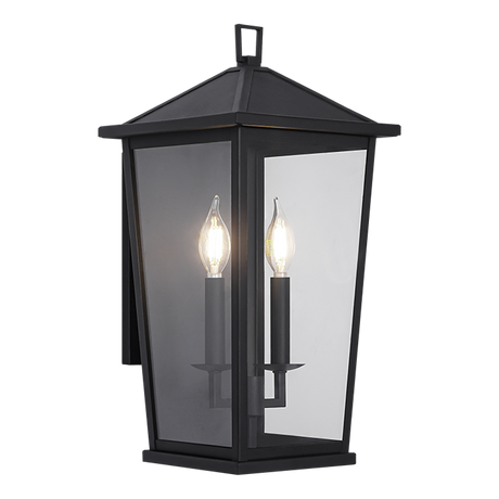Matteo Ingress S11902 outdoor carriage wall light in Matte Black with 2 candelabra sockets