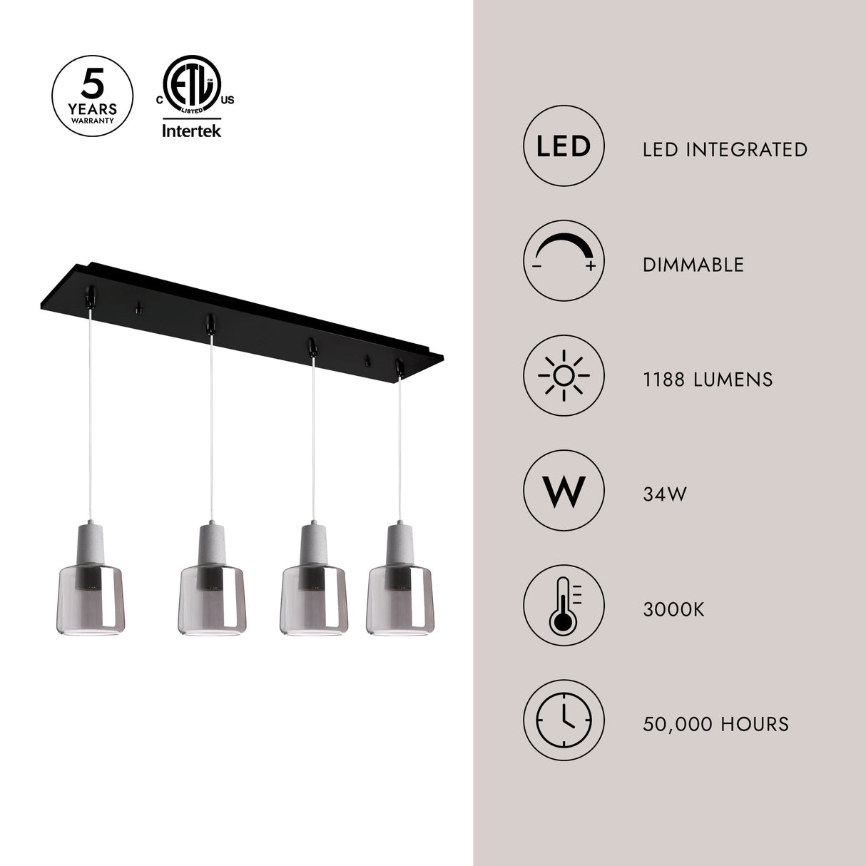 Kuzco Samson 6-in 4 Head Multi Pendant