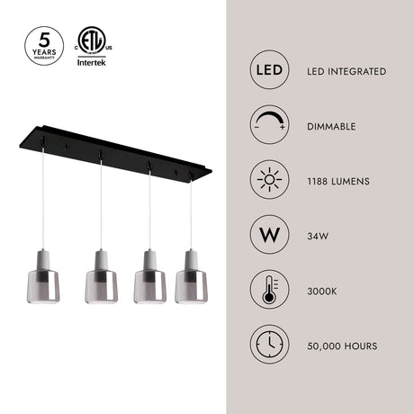 Kuzco Samson 6-in 4 Head Multi Pendant