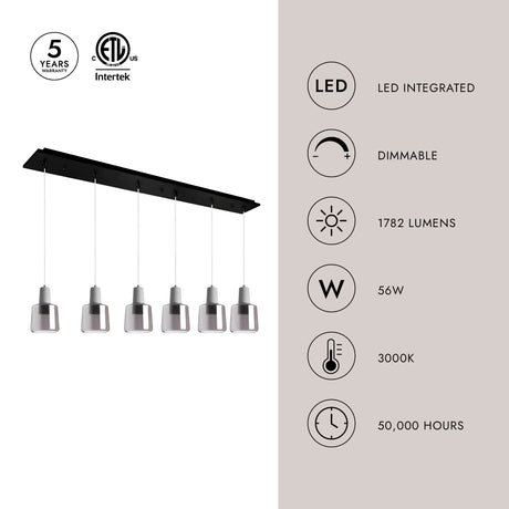 Kuzco Samson 6-in 6 Head Multi Pendant