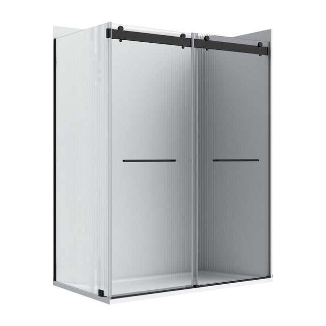 Flora 36x48 Fluted Glass- Black-R