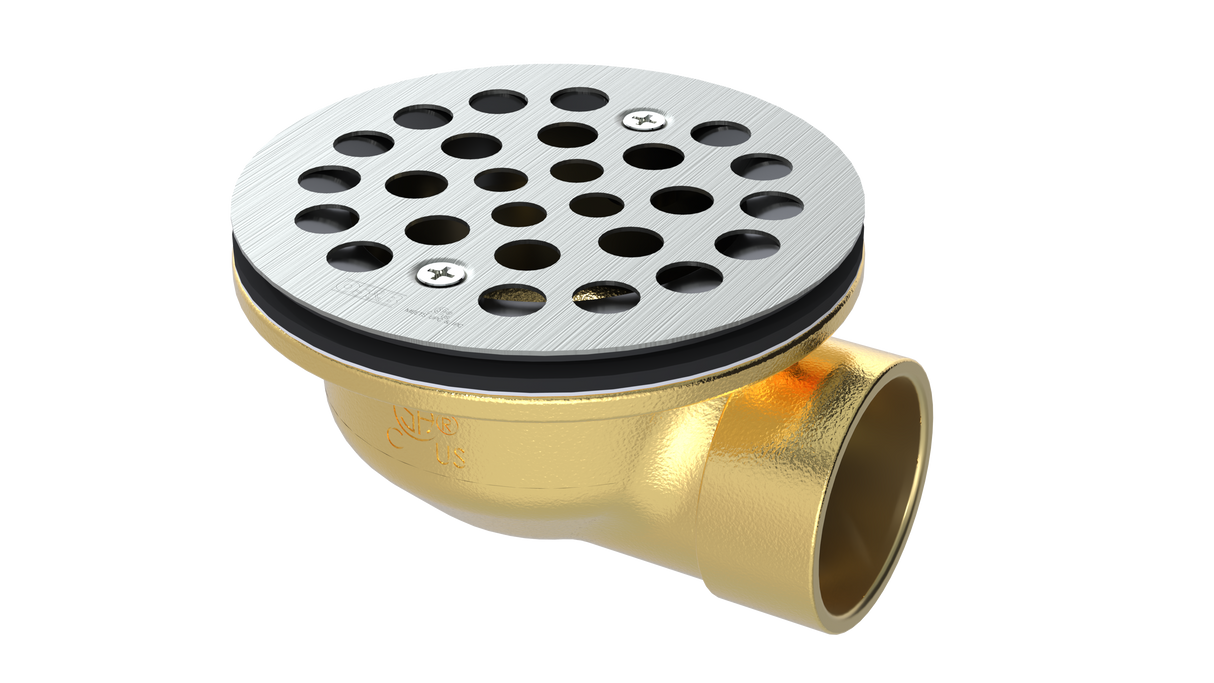Brass Shower Drain with 1-1/2" Outlet for use with Molded Bases (SD370)