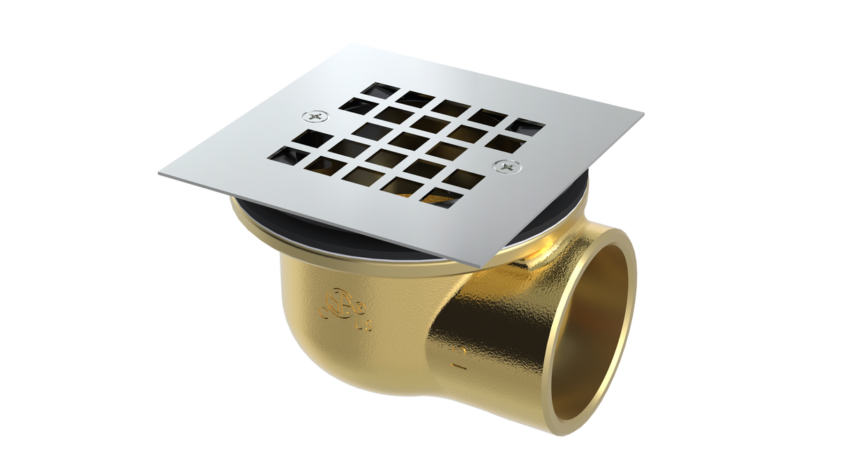 Brass Shower Drain with 2" Outlet for use with Molded Bases (SD374-SS)