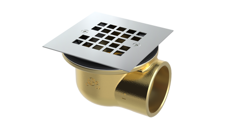 Brass Shower Drain with 2" Outlet for use with Molded Bases (SD374-SS)