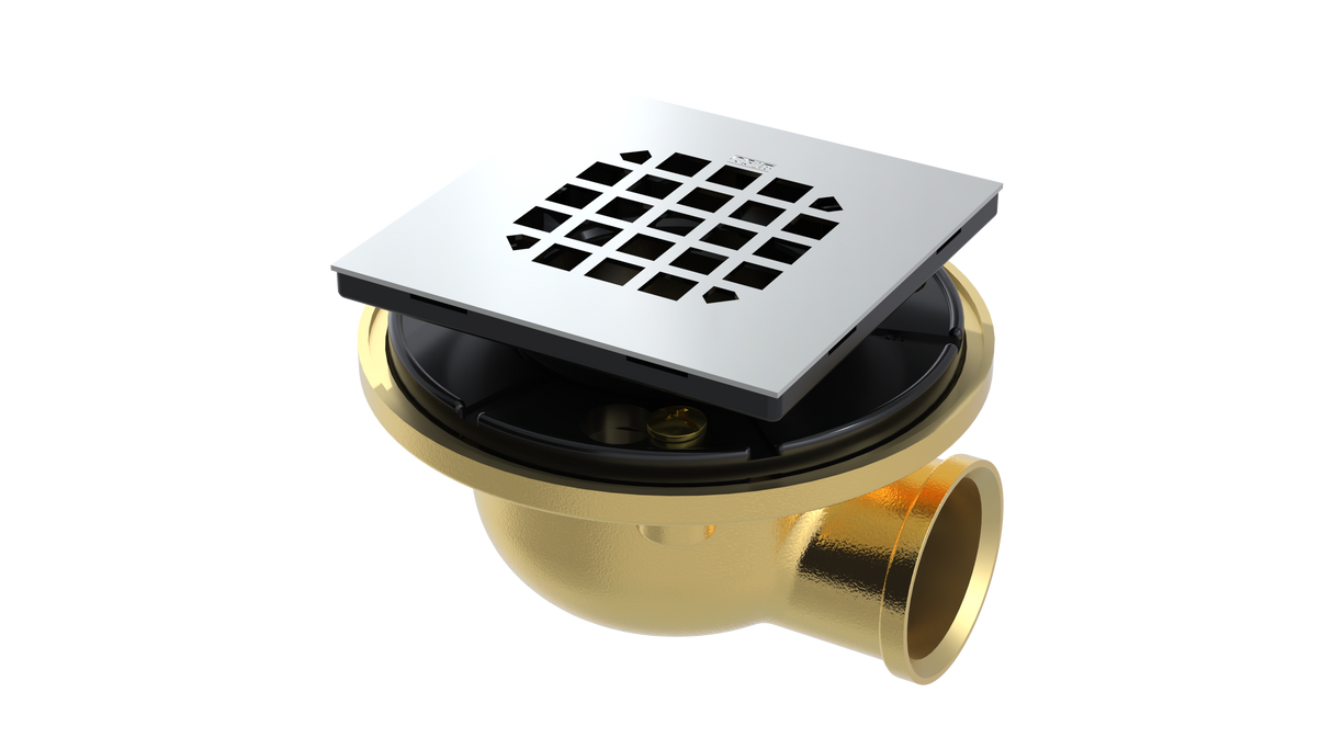 Brass Shower Drain with 1-1/2" Outlet for use with Tile Bases (SD480-SS)
