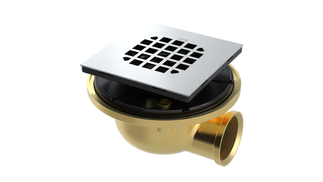 Brass Shower Drain with 1-1/2" Outlet for use with Tile Bases (SD480-SS)