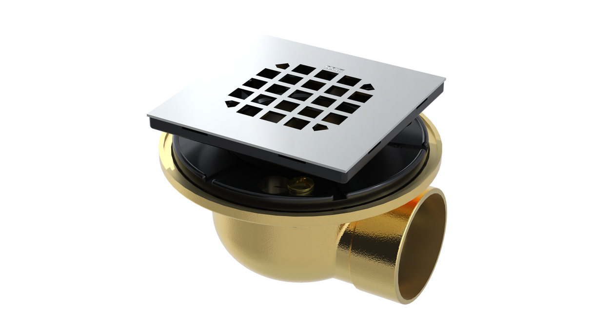 Brass Shower Drain with 2" Outlet for use with Tile Bases (SD482-SS)