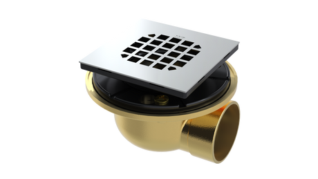 Brass Shower Drain with 2" Outlet for use with Tile Bases (SD482-SS)