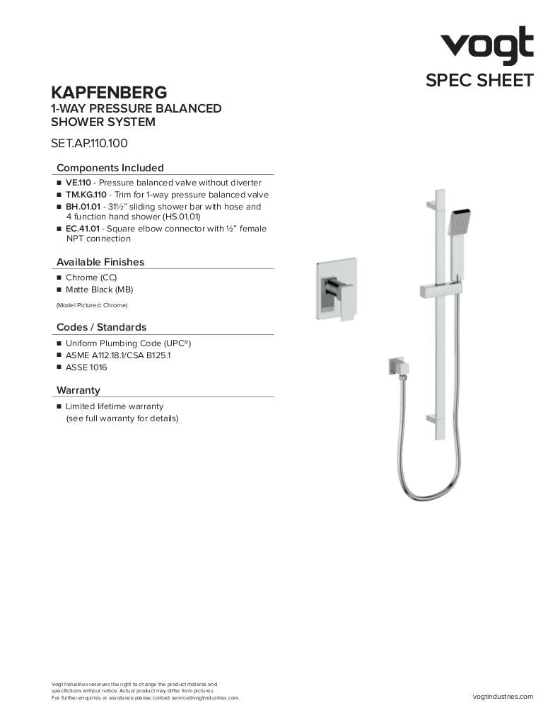 KAPFENBERG 1-WAY PB SHOWER KIT