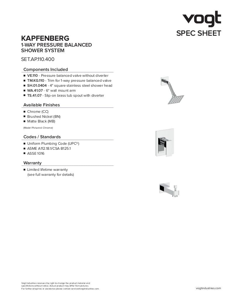 KAPFENBERG 1-WAY PB SHOWER KIT