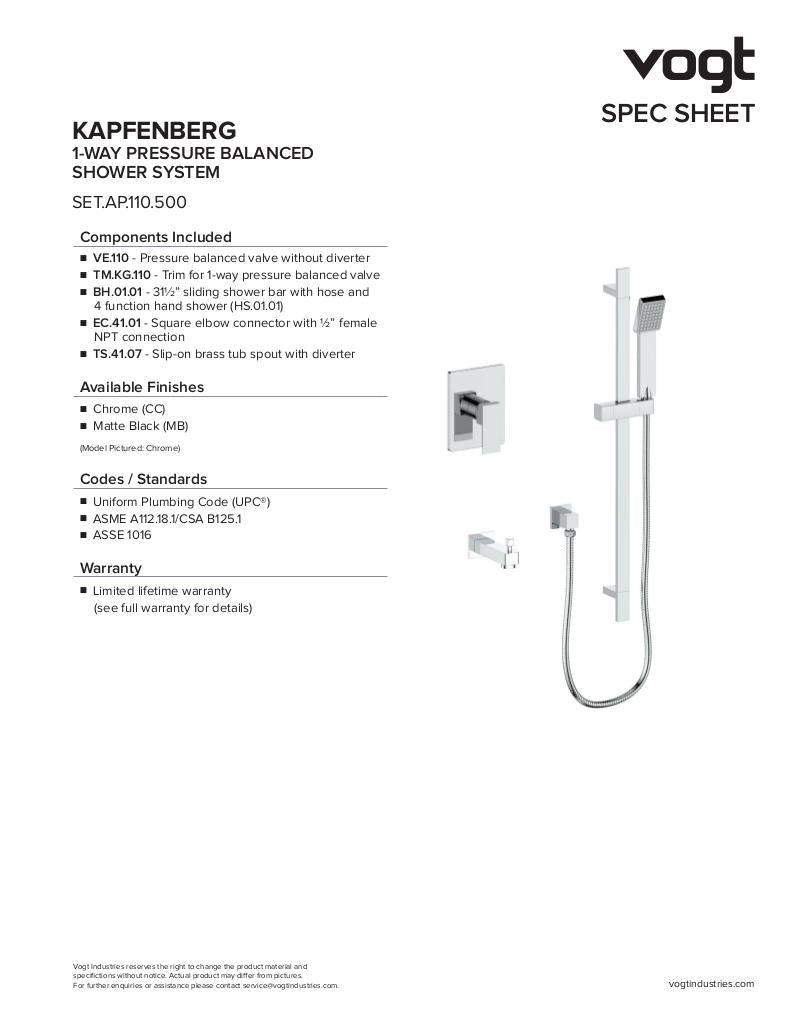 KAPFENBERG 1-WAY PB SHOWER KIT