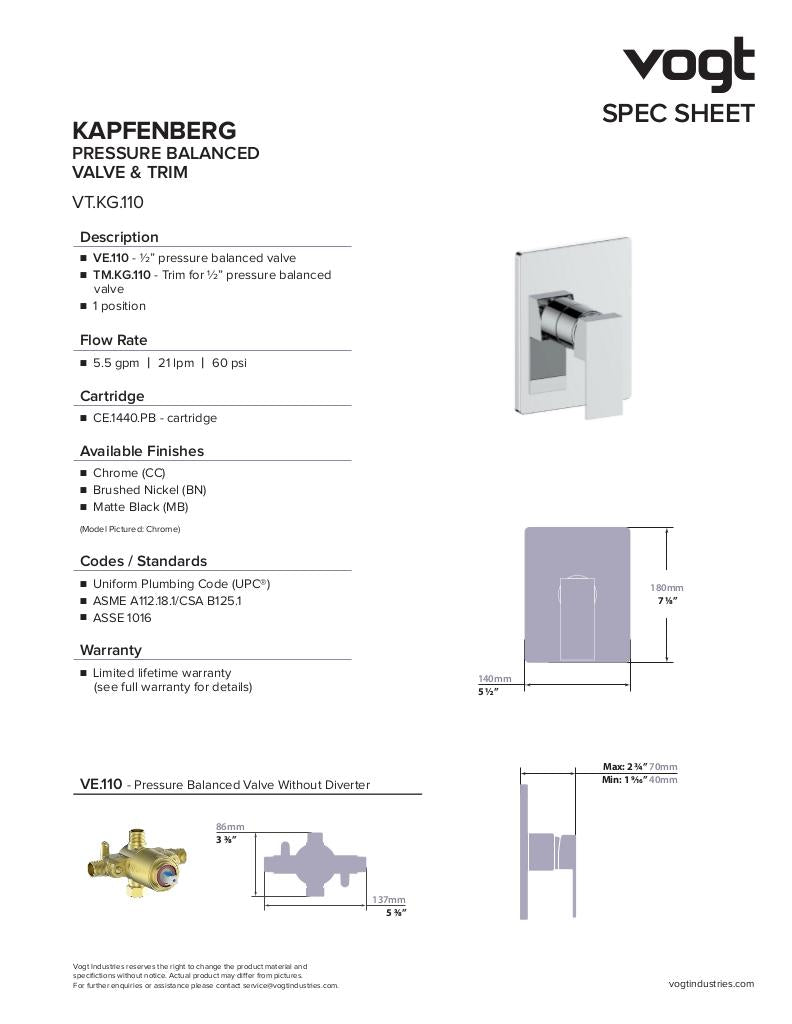 KAPFENBERG 1-WAY PB SHOWER KIT