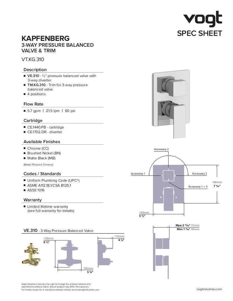 KAPFENBERG 3-WAY PB SHOWER KIT