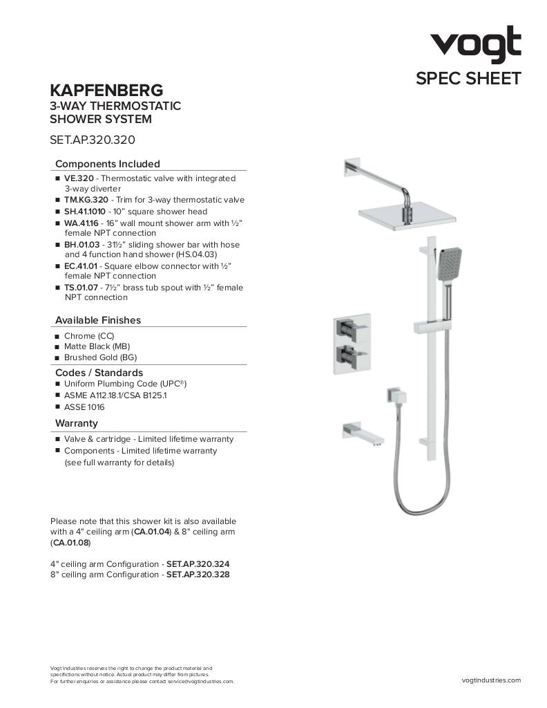 KAPFENBERG 3-WAY TH SHOWER KIT