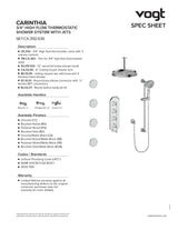 CARINTHIA 3/4" HIGH-FLOW TH SHOWER KIT WITH BODY JETS AND 6" CEILING ARM