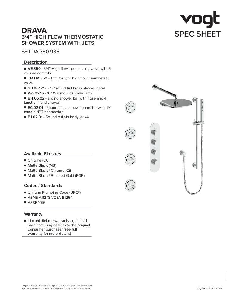 DRAVA 3-WAY TH SHOWER KIT WITH BODY JETS