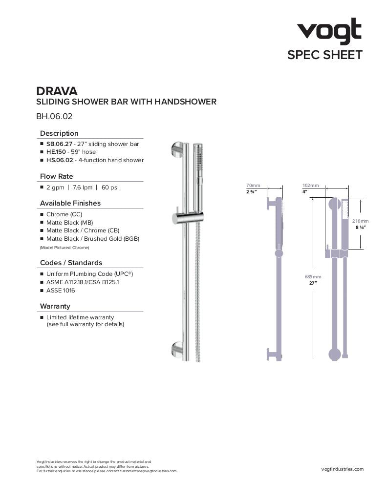 DRAVA 3-WAY TH SHOWER KIT WITH BODY JETS