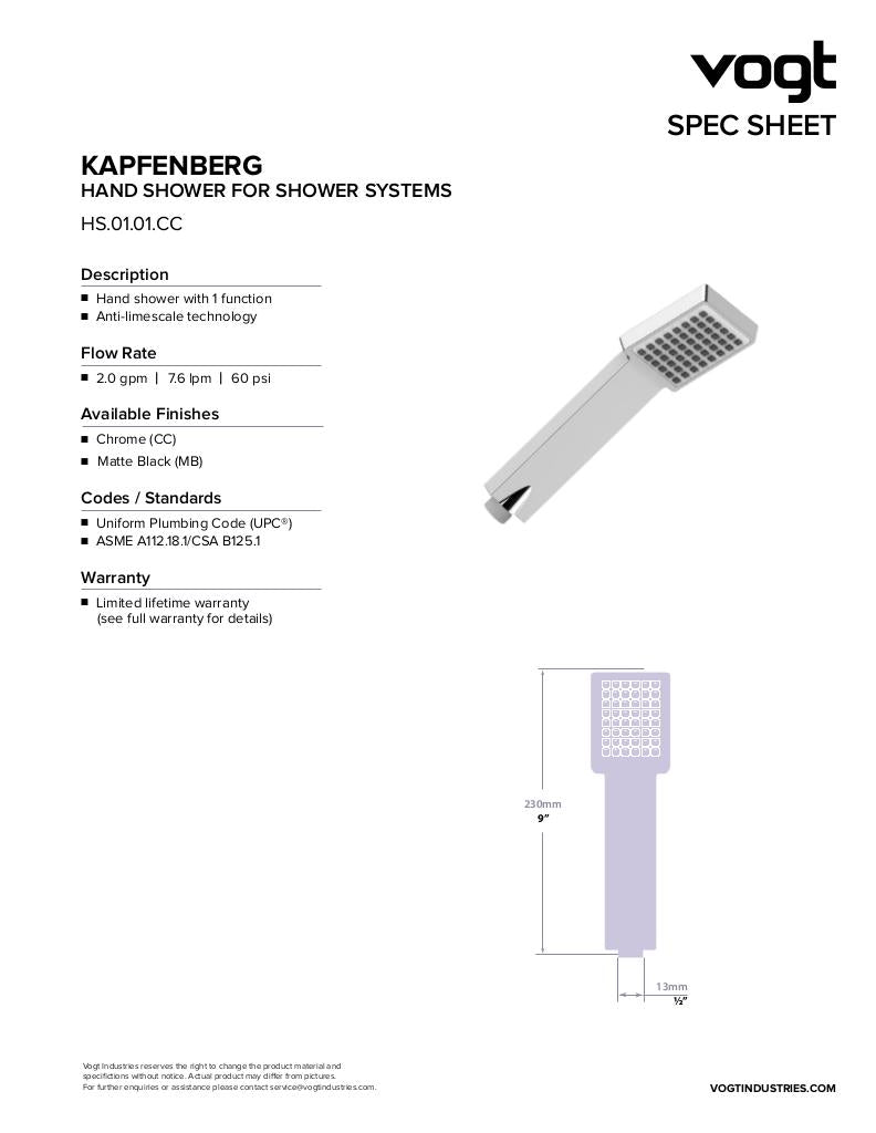 KAPFENBERG EXPOSED 2-WAY TH SHOWER KIT
