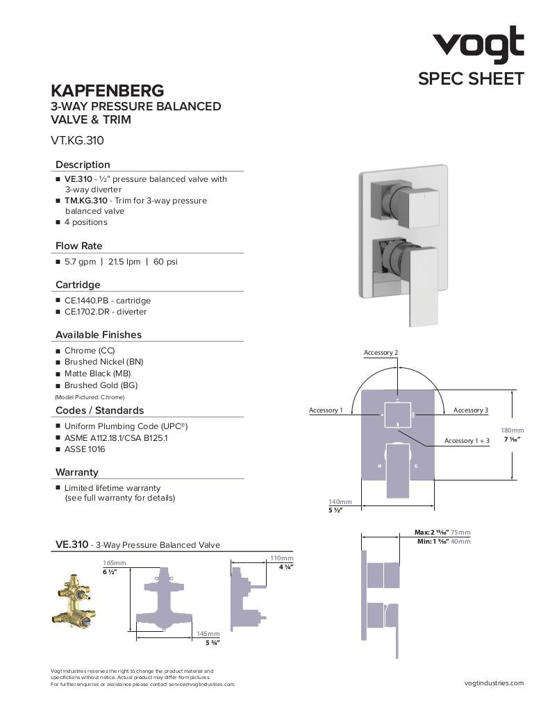 KAPFENBERG 3-WAY PB SHOWER KIT