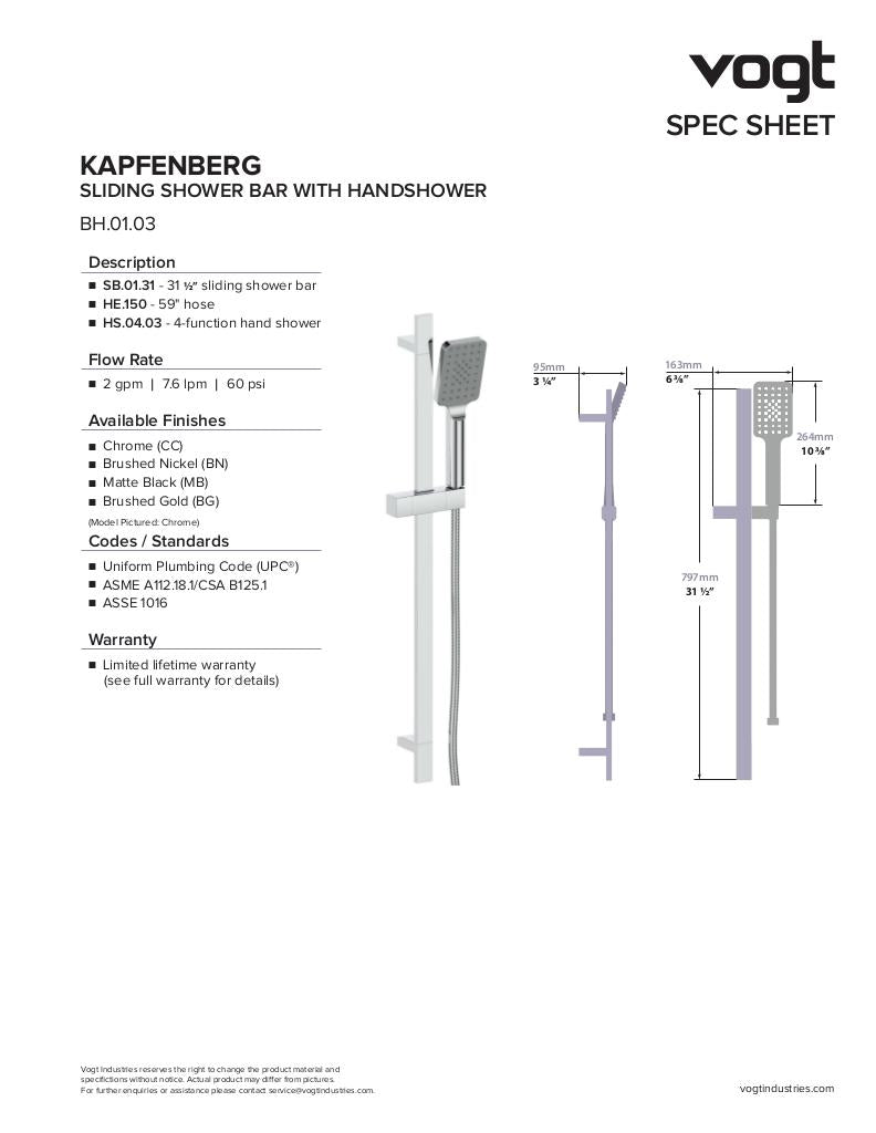KAPFENBERG 3-WAY TH SHOWER KIT