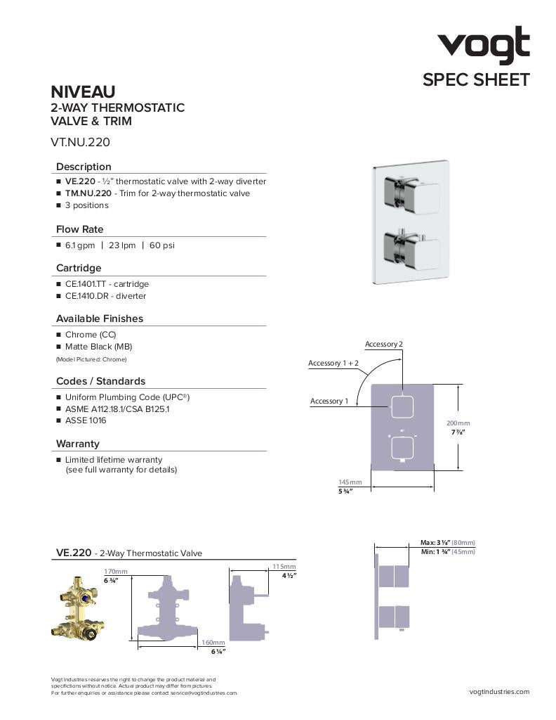 NIVEAU 2-WAY TH SHOWER KIT