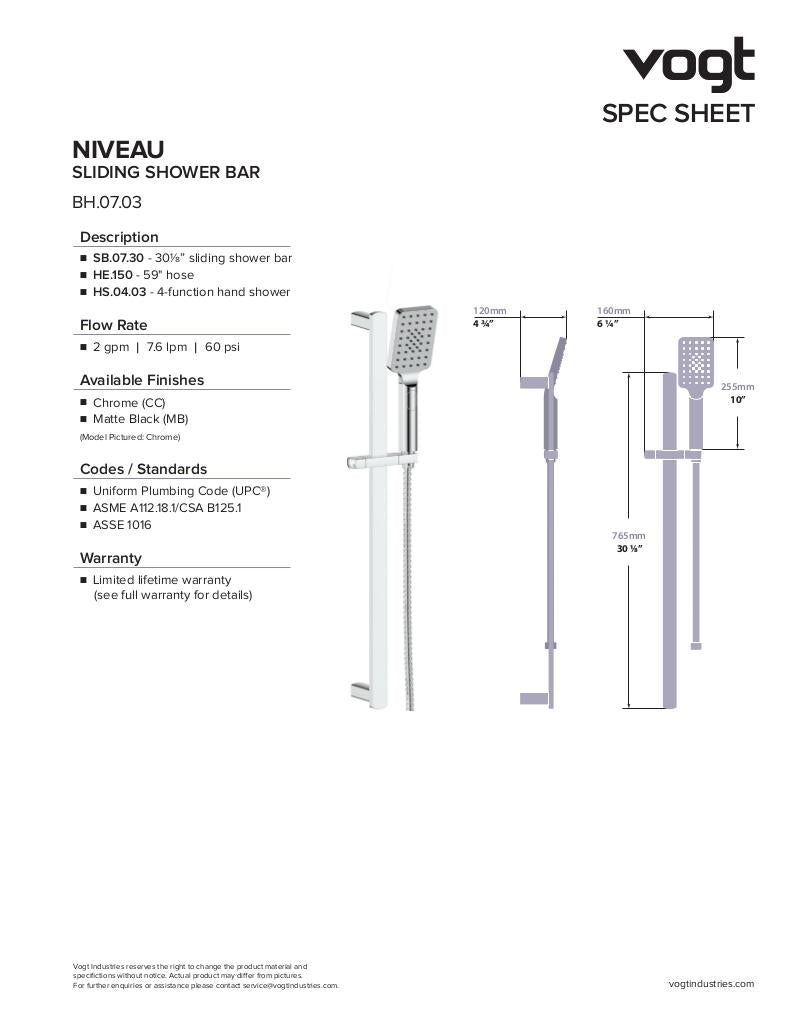 NIVEAU 2-WAY TH SHOWER KIT